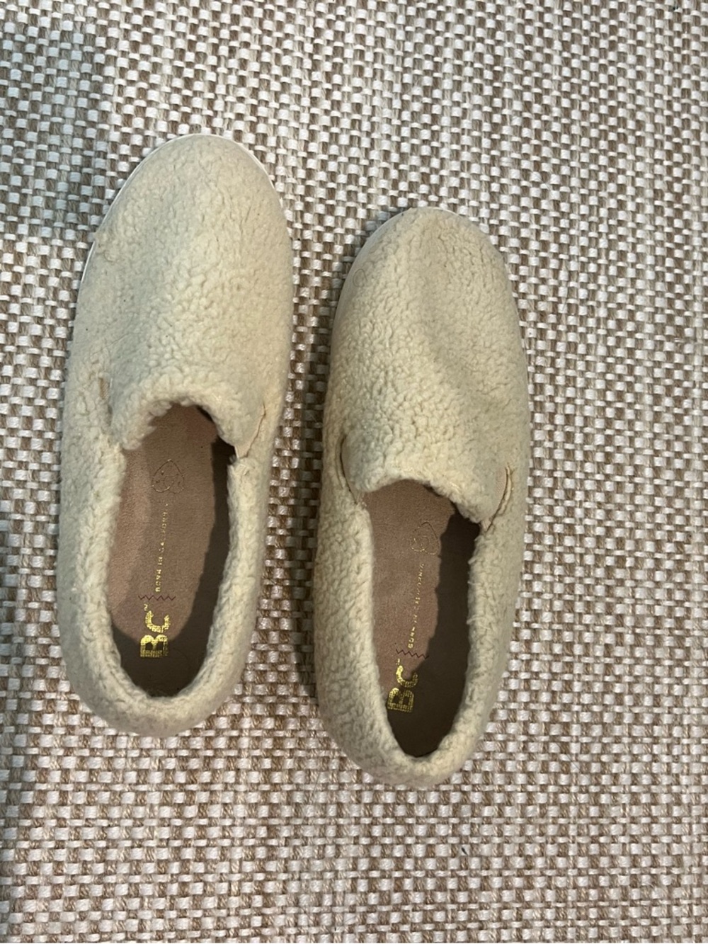 Cozy Fuzzy Slip-On Slippers in Beige